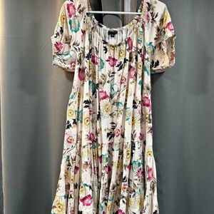 Torrid Floral Dress - Cream, Pink, Yellow, Blue